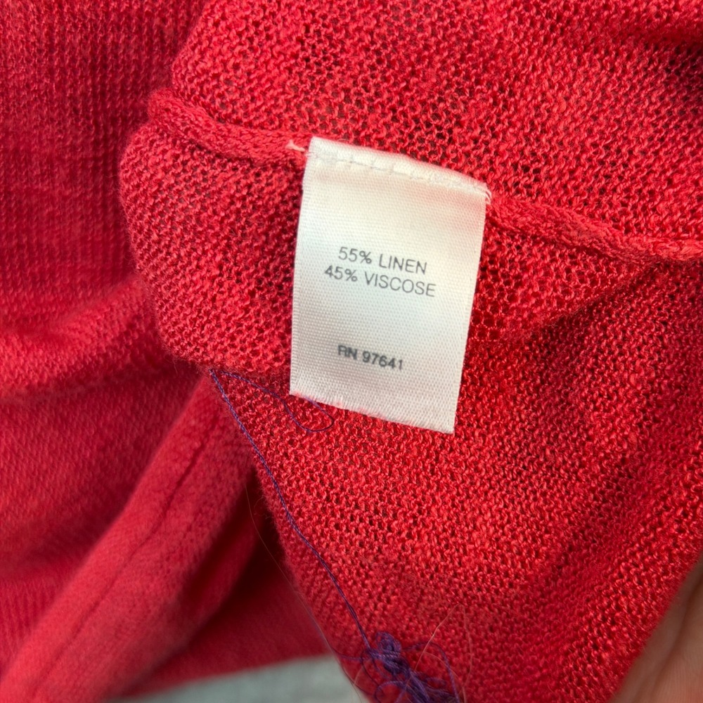 J. Jill Knit Top Womens 2X Red Shoulder Button Linen Blend 3/4 Sleeve Sweater - Picture 12 of 14
